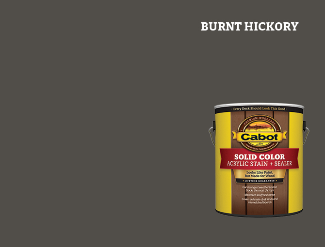 gallon of Cabot stain and color swatch